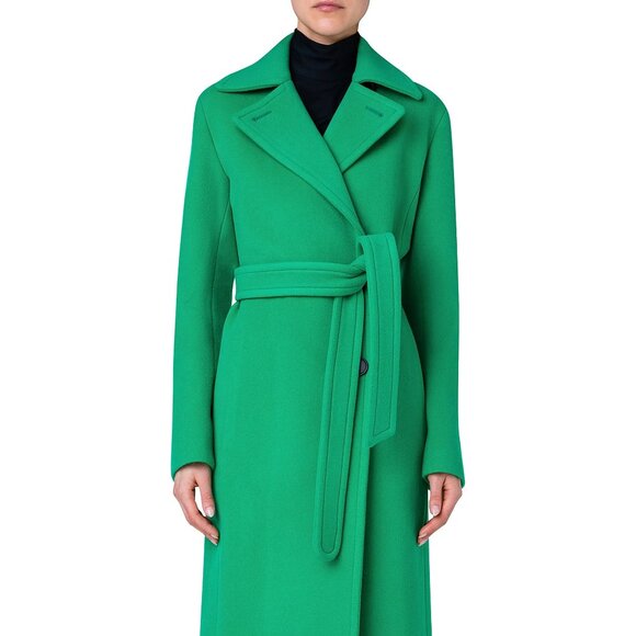 AKRIS Emerald Green Brushed Wool Fleece Coat 6 42 $1790 - Picture 4 of 9